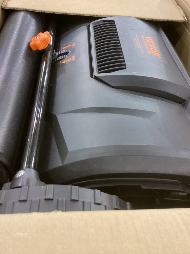 Condition photo showing As Is for VEVOR Push Lawn Sweeper, 21inch Leaf & Grass Collector, Heavy Duty Thickened Steel Durable to Use with Large Capacity 3.5 cu. ft. Mesh Collection Hopper Bag, 2 Spinning Brushes