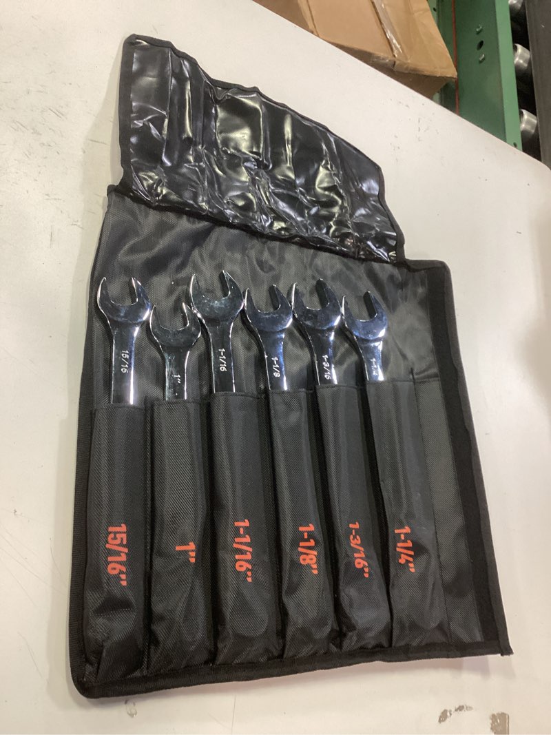 Condition photo showing New/Like New for HORUSDY Large Wrench Set with Rolling Pouch | SAE | 6-Piece | 15/16?, 1?, 1-1/16?, 1-1/8?, 1-3/16?, 1-1/4? | 12 Point | Chrome Vanadium Steel 6-Piece Long Wrench SAE