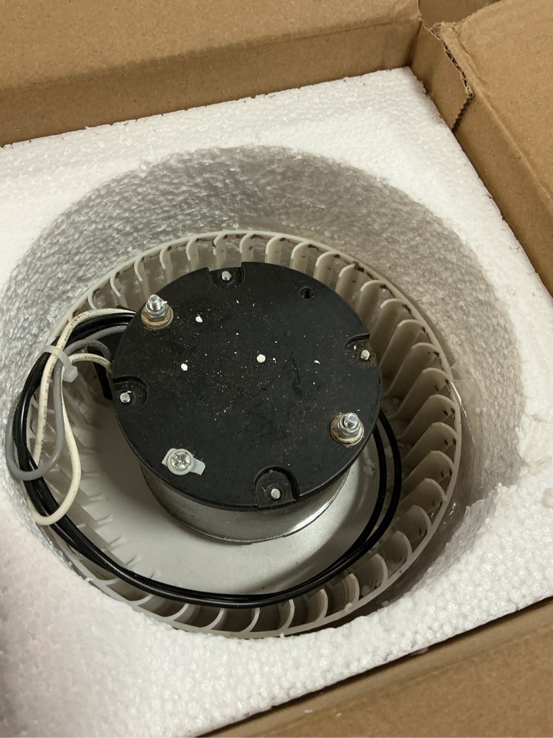 Condition photo showing As Is for 8663 bathroom fan motor replacement - blower wheel replacement - only compatible with nutone fan motor models (8663 series 8673 series 8664rp 8814 8814r 8832 8832n 8832sa 8832wh 8833)