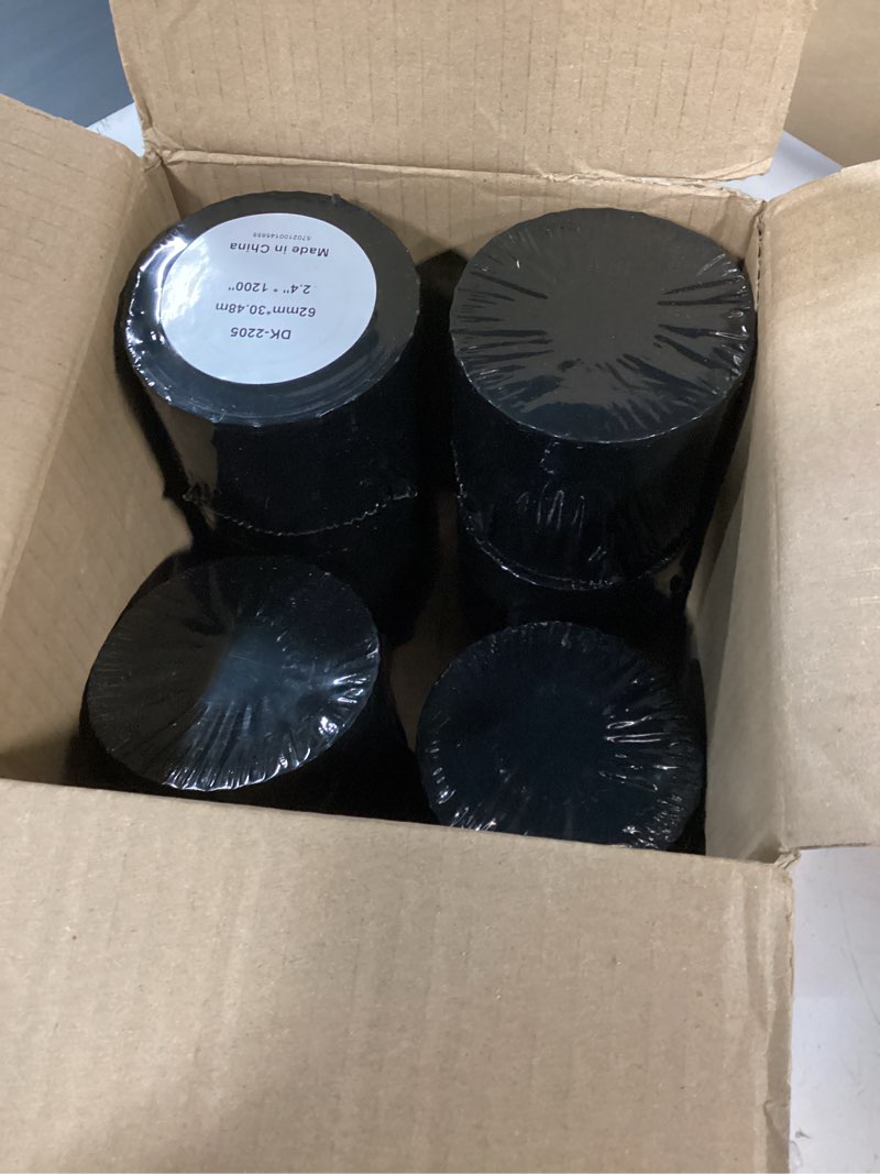 Condition photo showing New/Like New for label kingdom dk-2205 compatible with brother ql-820nwb label 62mm x 30.48m (2-3/7\" x 100') continuous length white paper roll for ql 800 ql-600 printers (6 rolls+ 1 refillable cartridge)