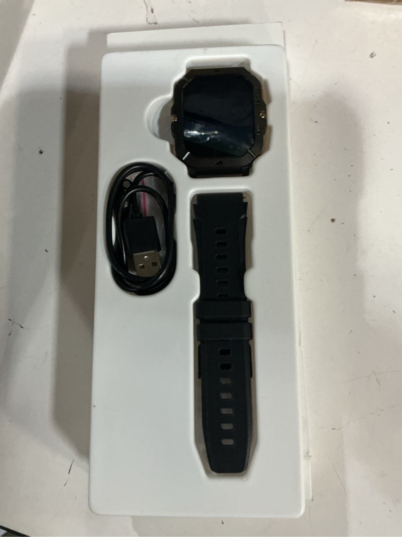 Condition photo showing Good Condition for military smart watches for men (answer/make calls), 2.02'' fitness smart watch for android and iphone, waterproof fitness tracker with blood pressure/heart rate/sleep/100+ sport modes, watches for men black