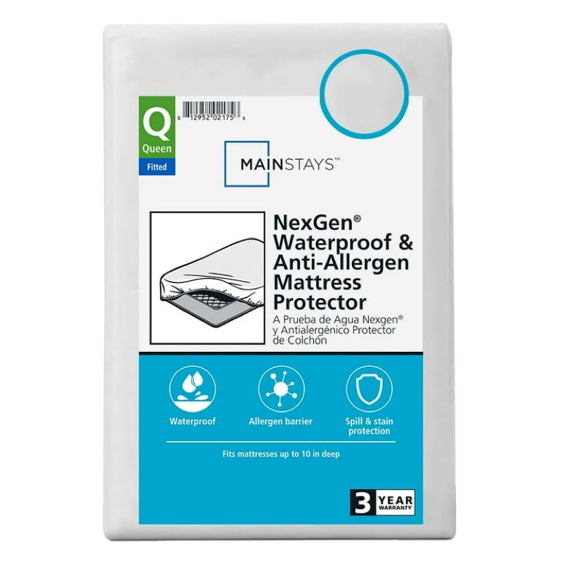 mainstays nexgen waterproof fitted mattress protector, queen