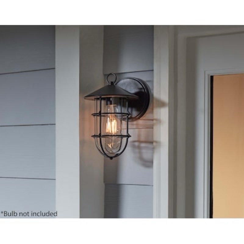 project source halyard 1 -light 10-in h black hardwired outdoor wall light