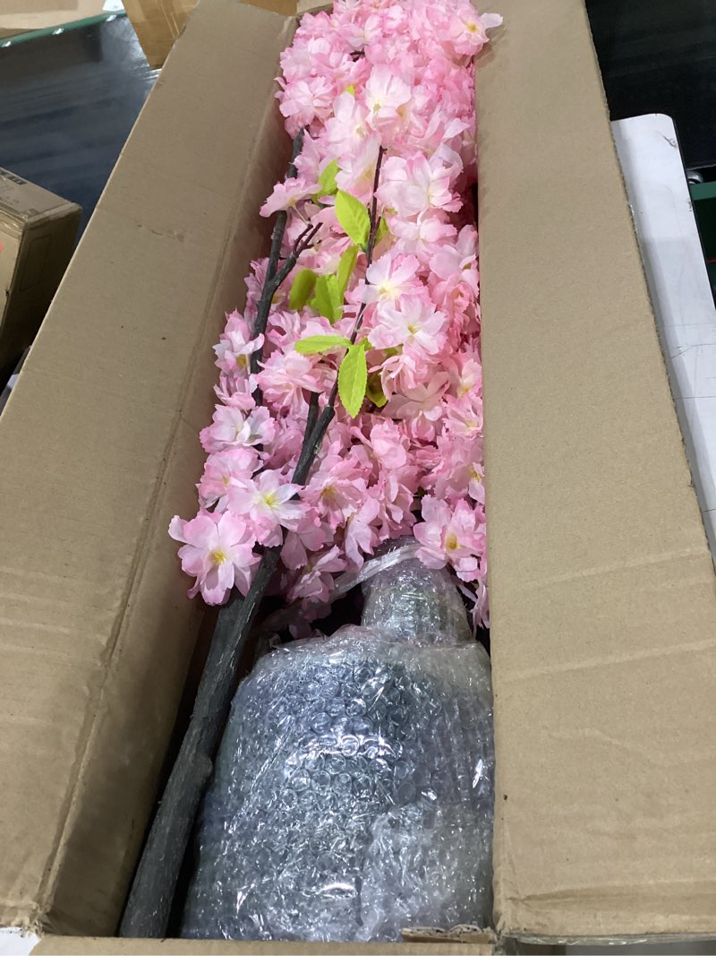 Condition photo showing Good Condition for faux pink cherry blossom tree 6.5ft(78in) artificial pink silk flower tree lifelike large fake floral tree for wedding realistic elegant cherry sakura plant in pot for home,living room,office cherry blossom(pink 4) 6.5ft