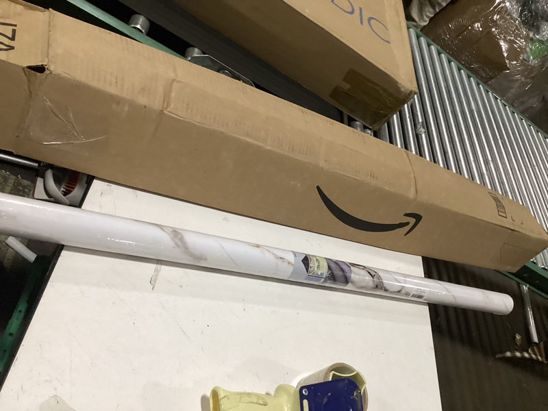 Condition photo showing As Is for boobest extra wide white marble contact paper 48"x196.8" thick marble countertop peel and stick marble wallpaper for tv wall backdrop bedroom bathroom sink waterproof self adhesive counter vinyl wrap 48" x 196.8" white