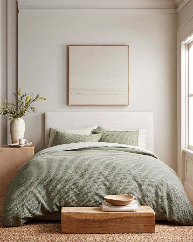 Organic Luxe Honeycomb Duvet Cover Set Olive Size: Full/Queen Quinse