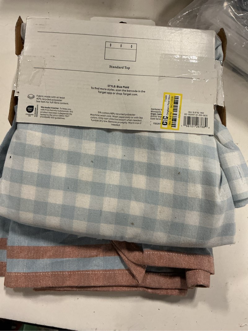 Condition photo showing As Is for traditional gingham plaid shower curtain blue - threshold™