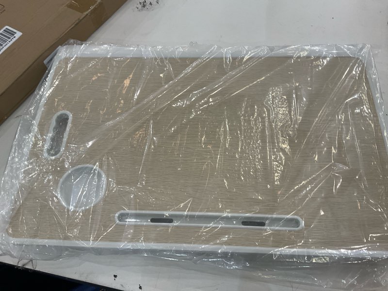 Condition photo showing Good Condition for Foldable Laptop Table, Portable Lap Desk Bed Table Tray, Laptop Stand with Cup Holder & Tablet Slot & Lifting Handle for Working Writing Drawing & Eating (Wood)