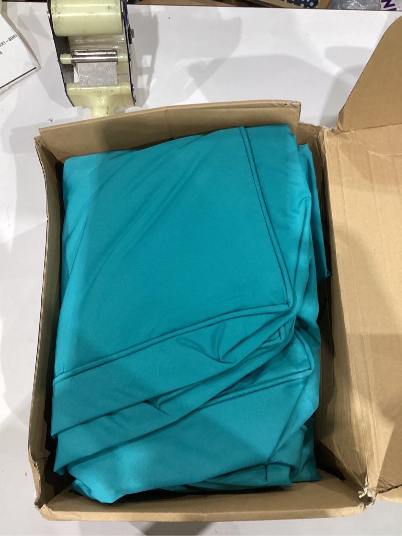 Condition photo showing Good Condition for 14 Piece Outdoor Patio Waterproof Cushion Covers, Fits 6-Seat Wicker Rattan Sectional Couch Chair Furniture Cover Replacement Set - Fade-Resistant Patio Cushion Covers with Zipper Peacock Blue 25.6*25.6*4 inches