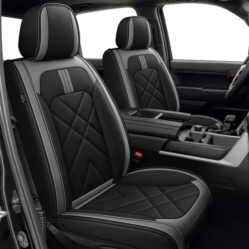 AOMSAZTO Seat Covers Custom Fit for 2014-2021 Toyota Tundra Crewmax Double Cab Breathable Leather Tr