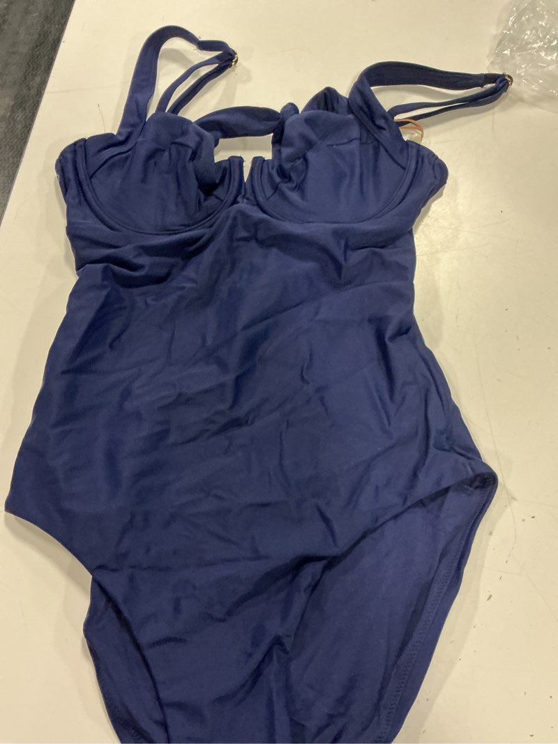 Condition photo showing New/Like New for italian underwire one-piece swimsuit, s, deep navy