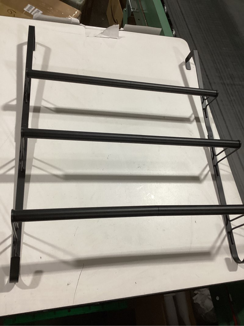 Condition photo showing As Is for (SIMILAR TO PHOTO)Auledio Adjustable Over The Door Triple Towel Rack with Hooks,Black