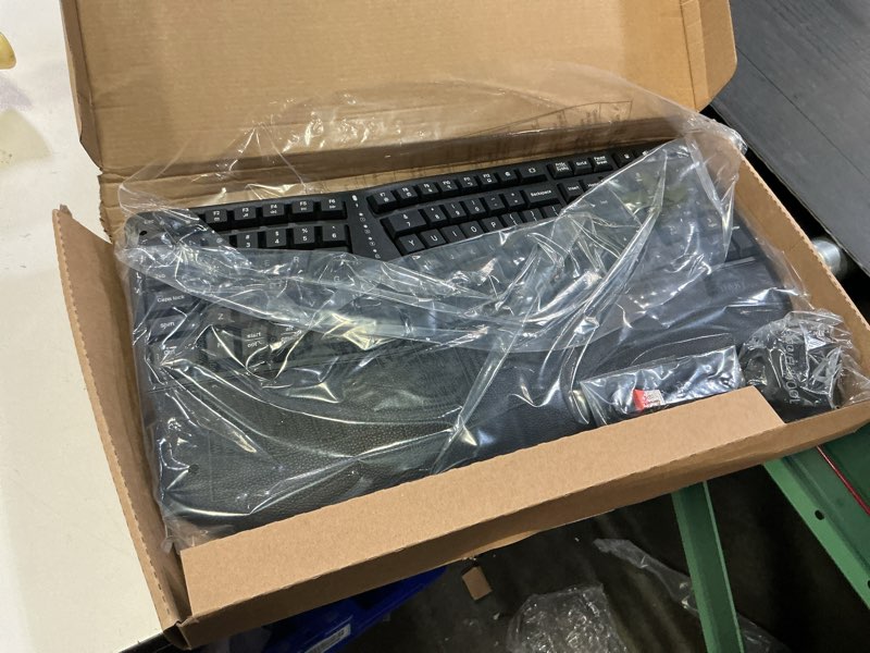 Condition photo showing Good Condition for meetion ergonomic keyboard and mouse, wireless keyboard with vertical mouse, split curved keyboard with wrist rest, natural typing usb receiver rechargeable full size, windows/mac/pc/laptop, large large black