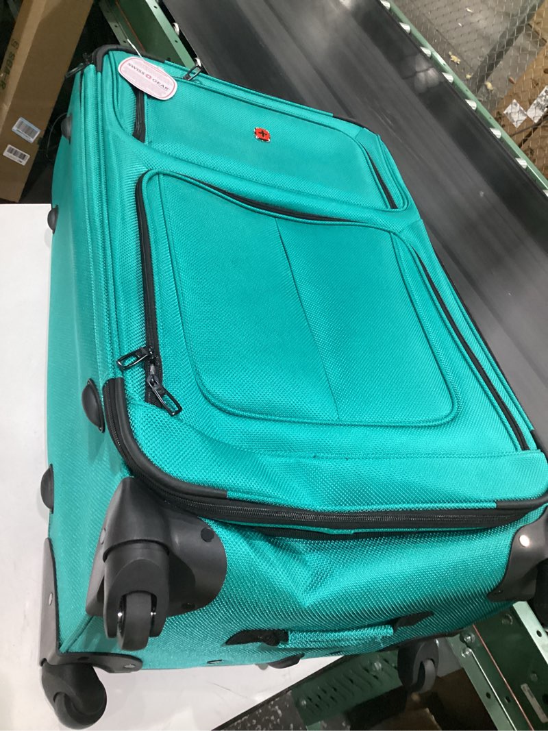 Condition photo showing Good Condition for swissgear sion softside expandable luggage – large checked suitcase with 360 degree wheels & retractable handle – 29 inch, perfect for 7-9 night trips – teal checked-large 29-inch teal