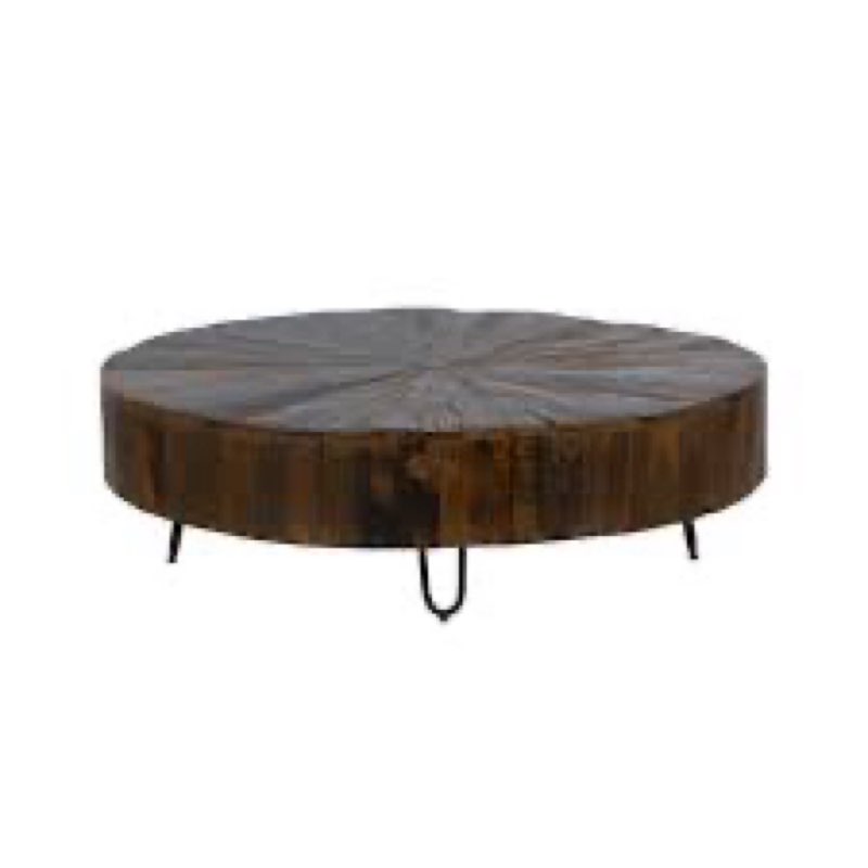 Round Contemporary Solid Jungle Wood Coffee Table - Handcrafted Elegance