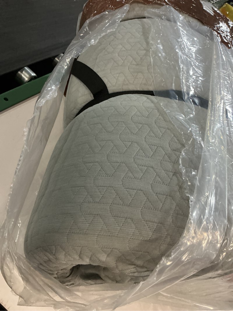 Condition photo showing As Is for Memory Foam Camping Cot Mattress Pad with Waterproof Cover, 3 Inch Non-Slip Bottom Thick Sleeping Pad for Camping, Portable Roll up Cot Mattress Pad Mat for Travel Truck Bed Tent, 72"×24"×3", Gray