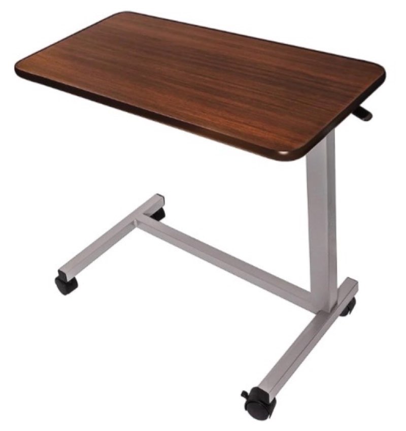 vaunn medical cart pneumatic adjustable overbed table with wheels – rolling bedside table for hospital, portable standing cart & laptop desk for bed, couch, wheelchair