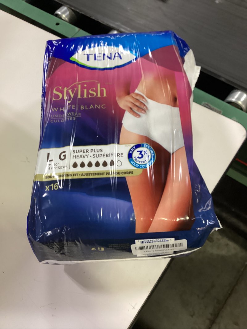 Condition photo showing New/Like New for Tena Incontinence Underwear for Women  Super Plus  L  16 Ct