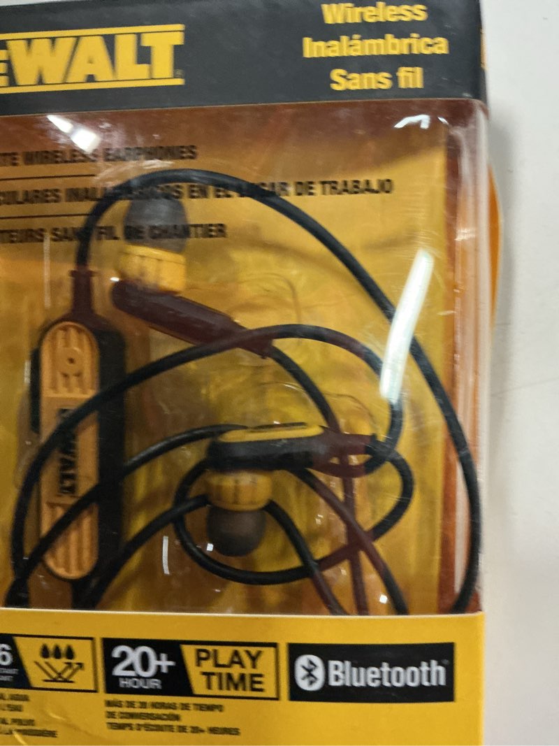 Condition photo showing As Is for dewalt jobsite wireless bluetooth earphone 1 pk