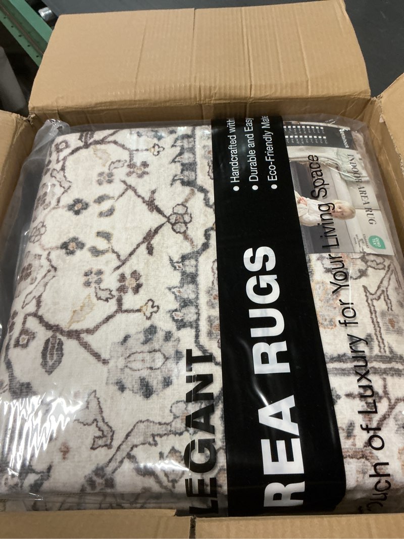 Condition photo showing New/Like New for WITSHOCK Living Room Area Rugs 8x10: Washable Rug Boho Soft Non-Slip Low Pile Stain Resistant Foldable Carpet for Bedroom Playroom Dining Room Office Kitchen Farmhouse Home Decor Rug-Bitter Black 8' x 10' (Rectangular) Bitter Black