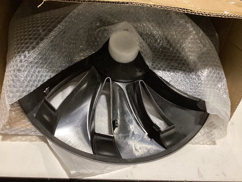Condition photo showing As Is for matte black 19 inch hubcaps for 2026 tesla model y juniper, full coverage wheel covers, snap-on rim protectors, durable abs replacement for tesla 19” stock wheels, anti-scratch & secure fit 19 inch swirl-shaped hubcaps