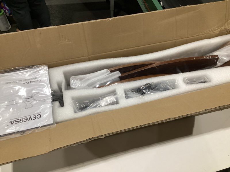 Condition photo showing Good Condition for 52 Inch Low Profile Ceiling Fans with Lights and Remote,Solid Wood Flush Mount 3 Blade Ceiling Fan,Dimmable,Quiet Noiseless DC Motor for Patios,Living Room,Bedroom(Wall Control Switch) 52 Inch Darkwood