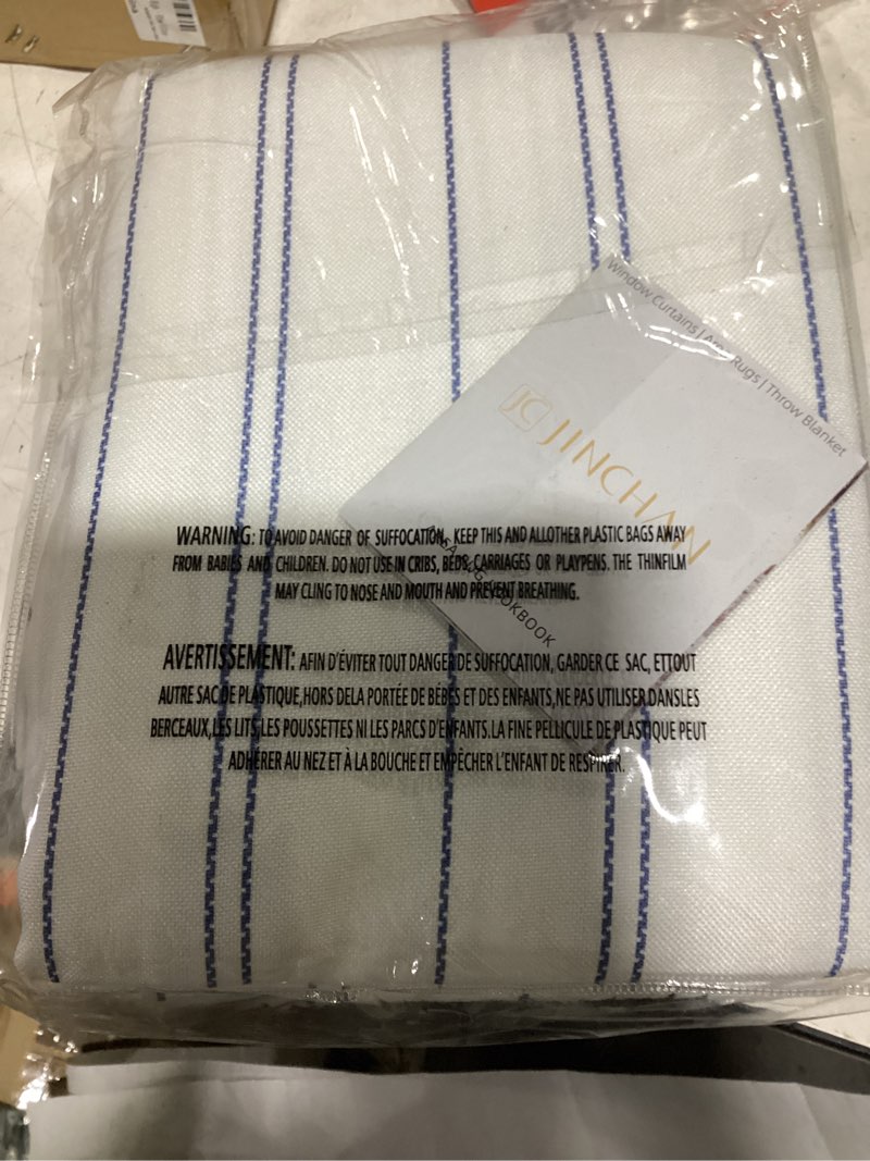 Condition photo showing Good Condition for jinchan white curtains grey striped curtains 63 inch length for living room bedroom window treatment modern linen look ticking stripe pinstripe privacy light filtering back tab rod pocket 2 panels 40"w x 63"l (pack of 2) chalk striped | grey