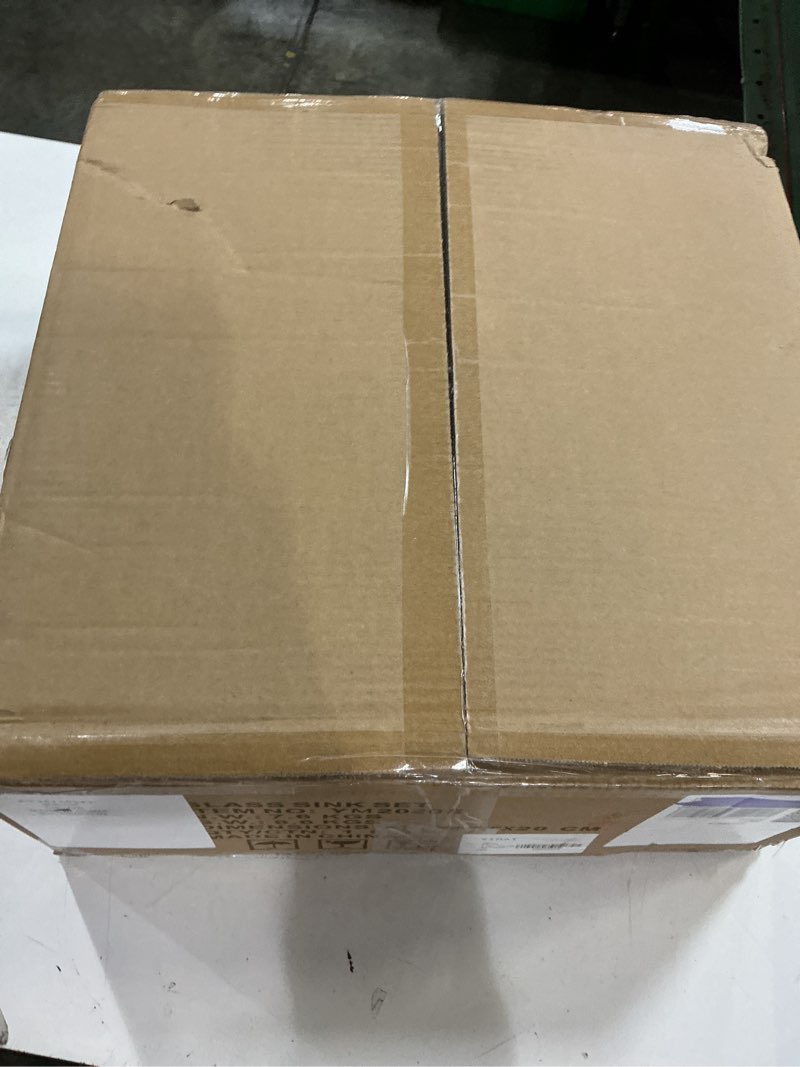 Condition photo showing New/Like New for Vessel Sink 16.5" Bathroom Sinks Tempered Glass Blue Art Basin Round Bowl with Faucet Combo Blue,Modern Countertop Bowl Sink for Lavatory Vanity Cabinet