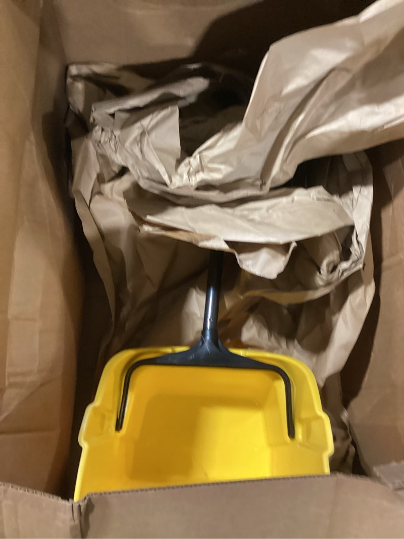 Condition photo showing As Is for yocada commercial dustpan with comb outdoor indoor for courtyard garage lobby mall market floor home kitchen room office pet hair rubbish yellow