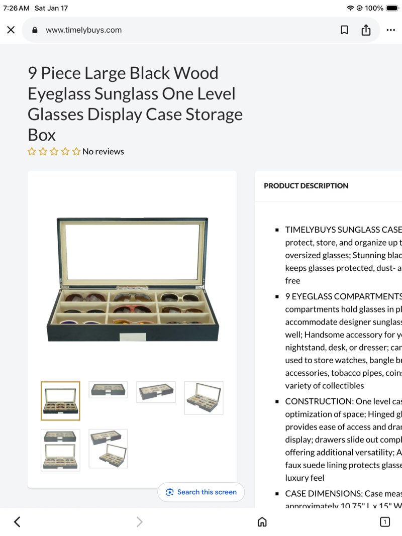 Condition photo showing New/Like New for Glasses display case