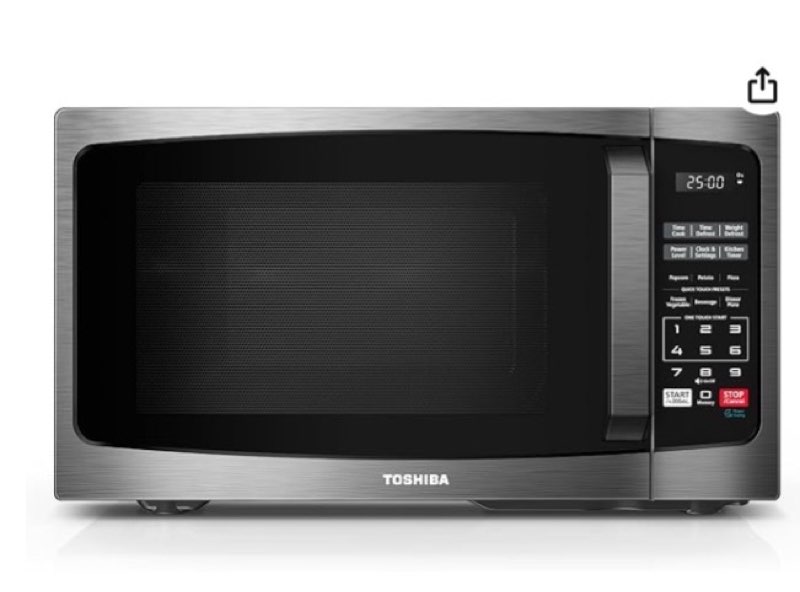 toshiba ml-em09pa(bs) small microwave oven with 6 auto menus, mute function, led lighting countertop