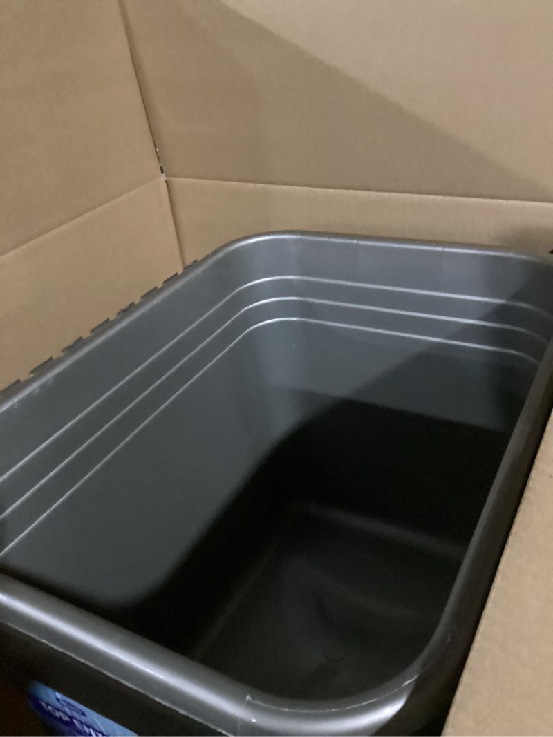 Condition photo showing As Is for Petmate Enclosed Cat Litter Boxes with Hinged Lid and Wide Top Entry Opening, Cat Litter Box Enclosure with Filter Lid, Made in USA, Scoop not Included 1 Count (Pack of 1) Gray