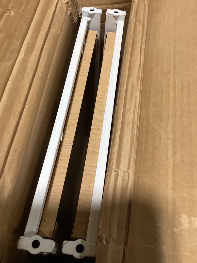 Condition photo showing Good Condition for 5-Tier Foldable Storage Shelves with Wheels, Folding Metal Shelf Unit, Folding Bookshelf no Assembly, Collapsible Shelves for Craft Shows for Kitchen, Bedroom, Living Room, Natural Natural 5 Tiers