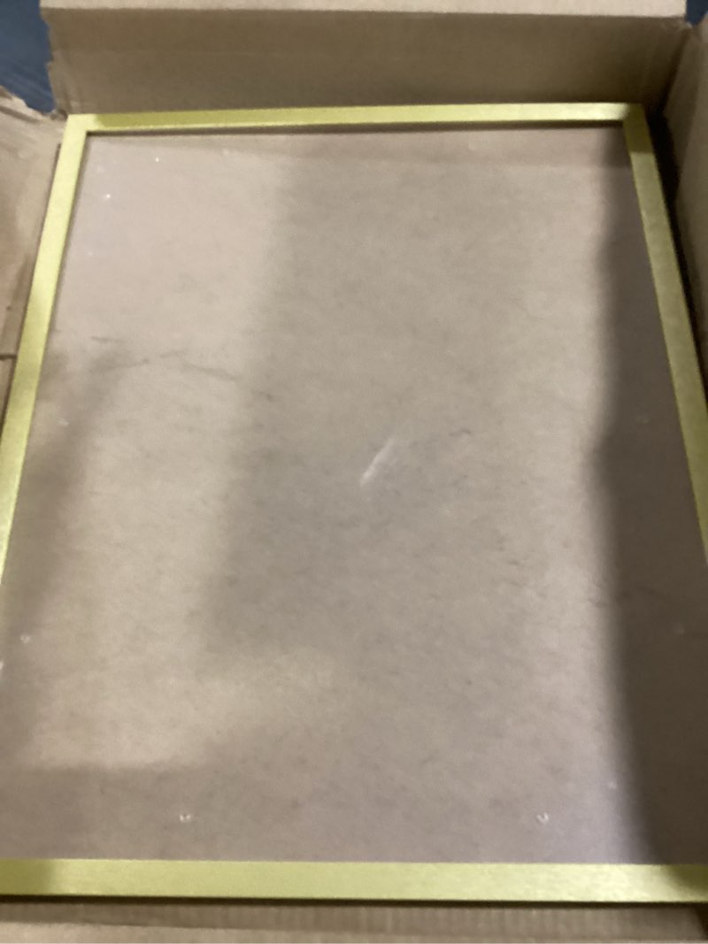 Condition photo showing As Is for upsimples 16x20 picture frame, display pictures 11x14 with mat or 16 x 20 without, wall hanging poster frame, gold, 1 pack gold 16x20