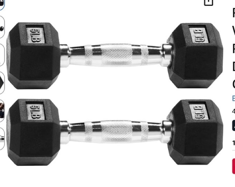 signature fitness rubber encased hex weights dumbbells pair, exercise & fitness dumbbells for home gym training brand: signature fitness