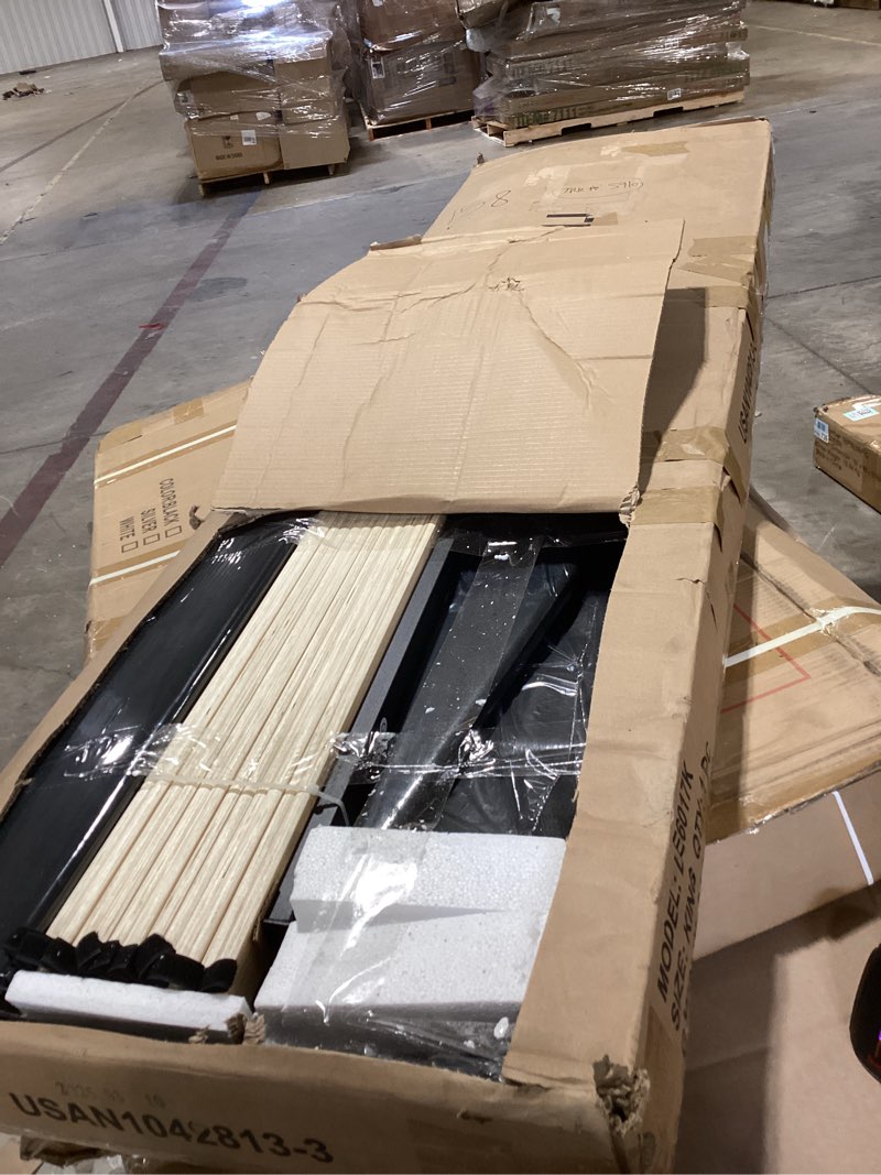 Allewie King Size Velvet Upholstered Platform Bed Frame with Adjustable Vertical Channel Tufted Headboard, Black