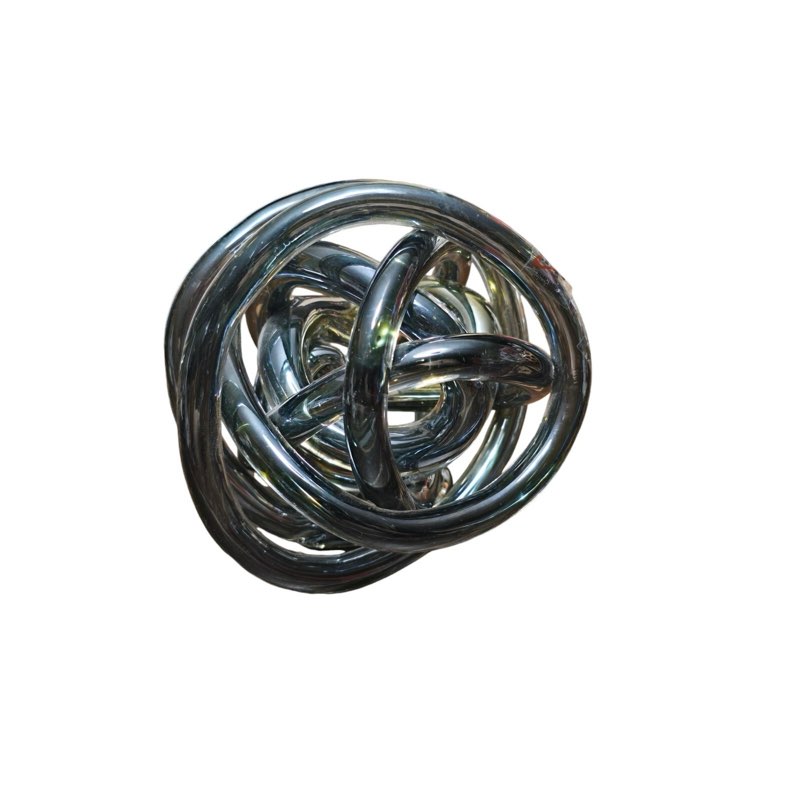 Glass Knot Sculpture Abstract Home Decor Handcrafted 6" Diameter 