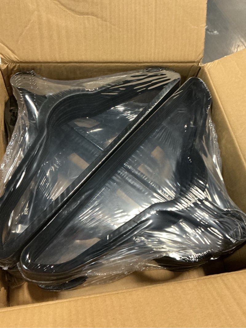 Condition photo showing New/Like New for Pack of 60 Velvet Hangers, Space-Saving Heavy Duty Clothes Hangers for Suit, Non-Slip, 0.2 Inches Slim, 17.7 Inches Wide, 360° Swivel Black Hook - Black Black/Black 60 Pack