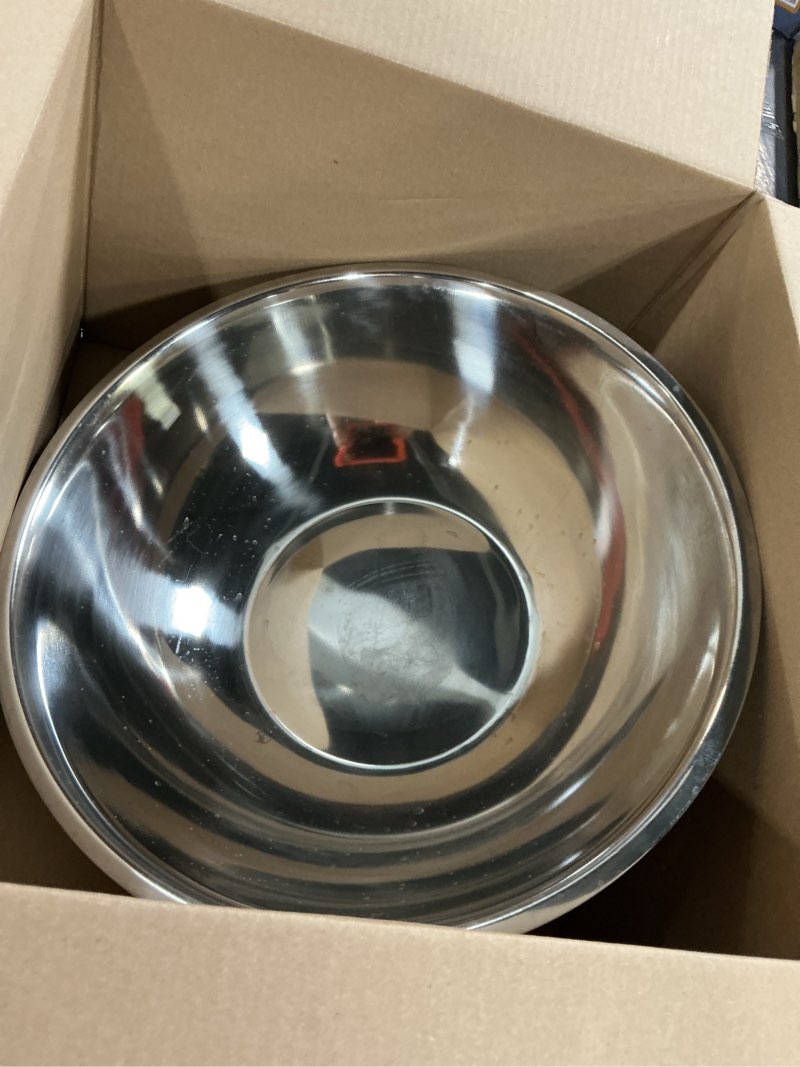 Condition photo showing As Is for winco 16 quart heavy-duty stainless steel mixing bowl 16 quart economy