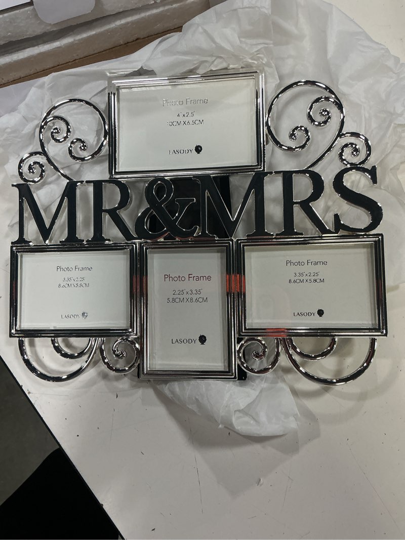 Condition photo showing Good Condition for mr & mrs picture frames,cherish every memory,4 opening photo collage,silver plating,wedding gifts mr & mrs 2 4 frame
