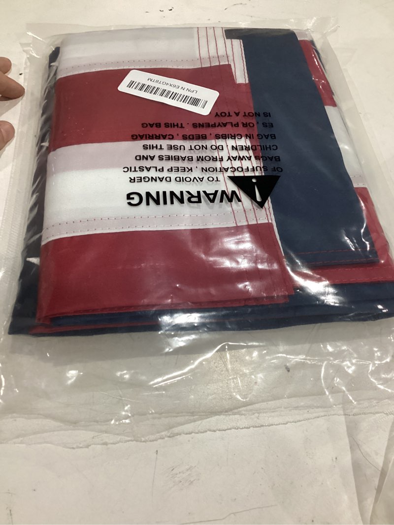 Condition photo showing Good Condition for american flag 3x5 ft pole sleeve style: longest lasting us sleeved flag made from nylon, embroidered stars, sewn stripes, uv protection perfect for outdoors! usa flag