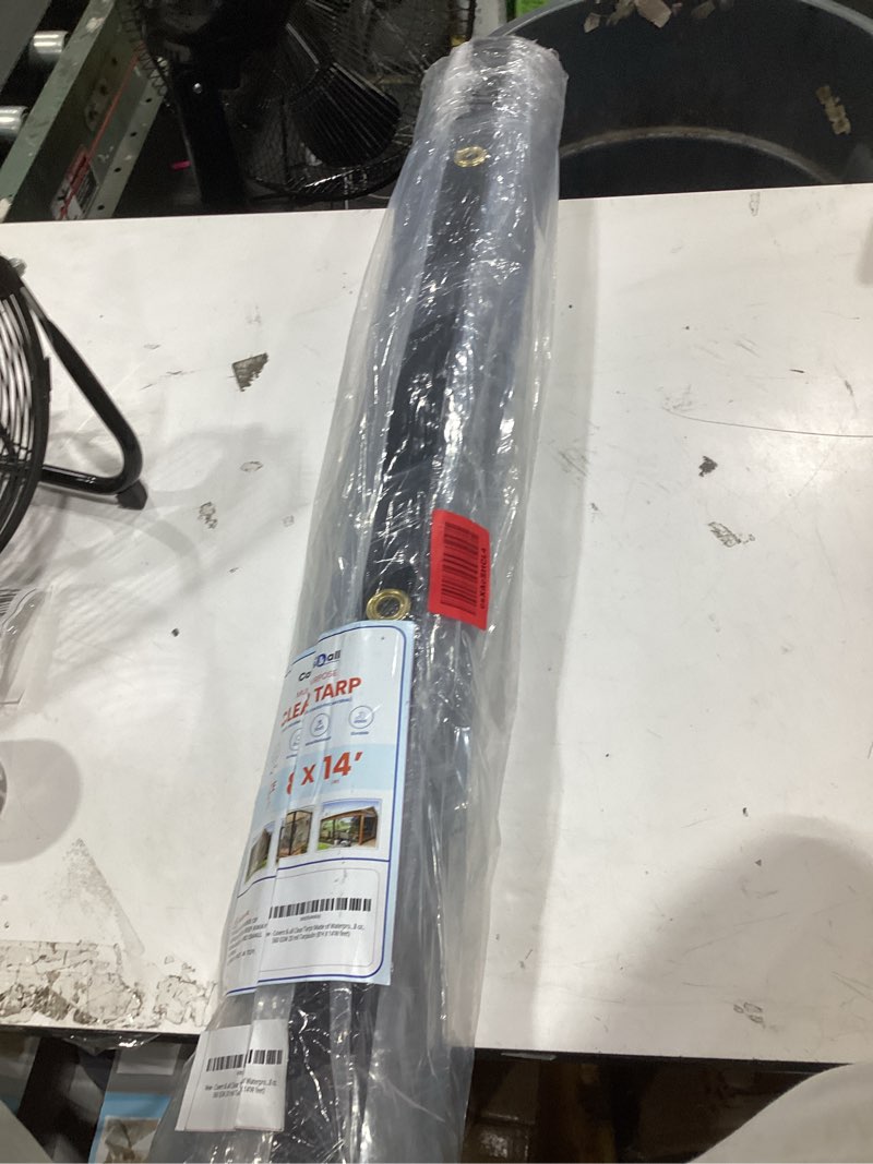 Condition photo showing New/Like New for covers & all heavy duty clear vinyl tarp – 20 mil waterproof clear tarp with grommets for patio, porch, gazebo, greenhouse & chicken coop (8 x 14 ft) clear 8' x 14'