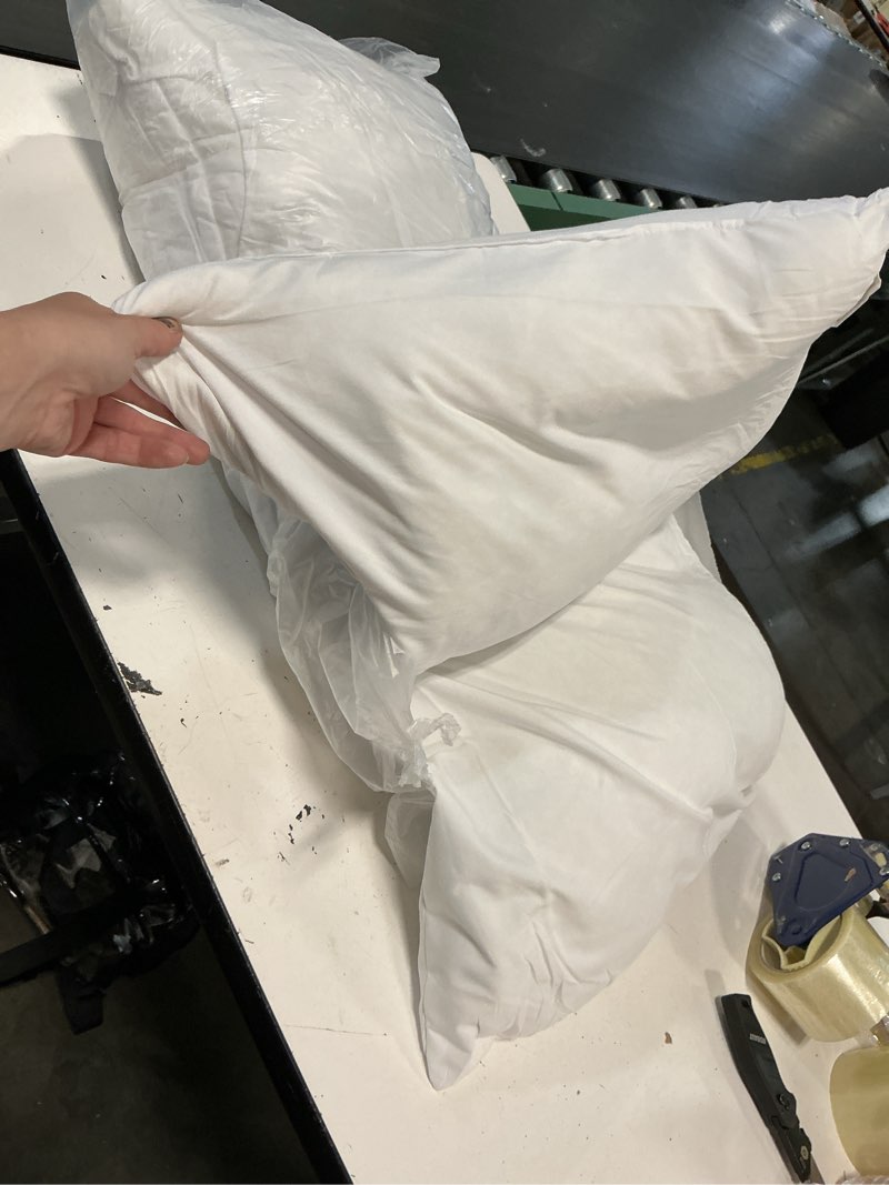 Condition photo showing As Is for flat ultra thin bed pillows king size pillow set of 2 extra soft down alternative for stomach back sleeper white 20x36inches