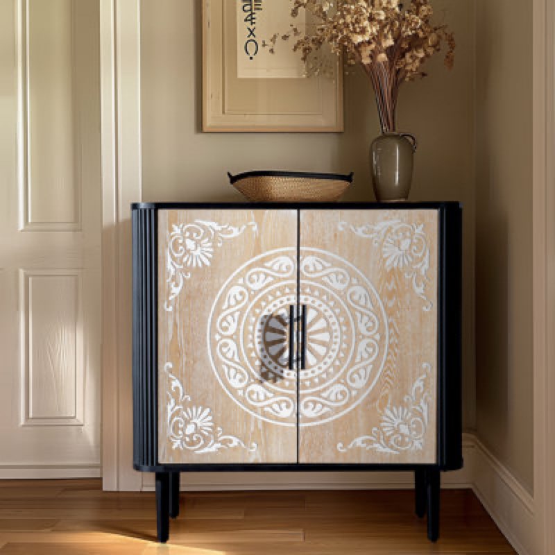 Bohemian Carved Cabinet and 31.5in.H Dining Varville Sideboard and Buffet