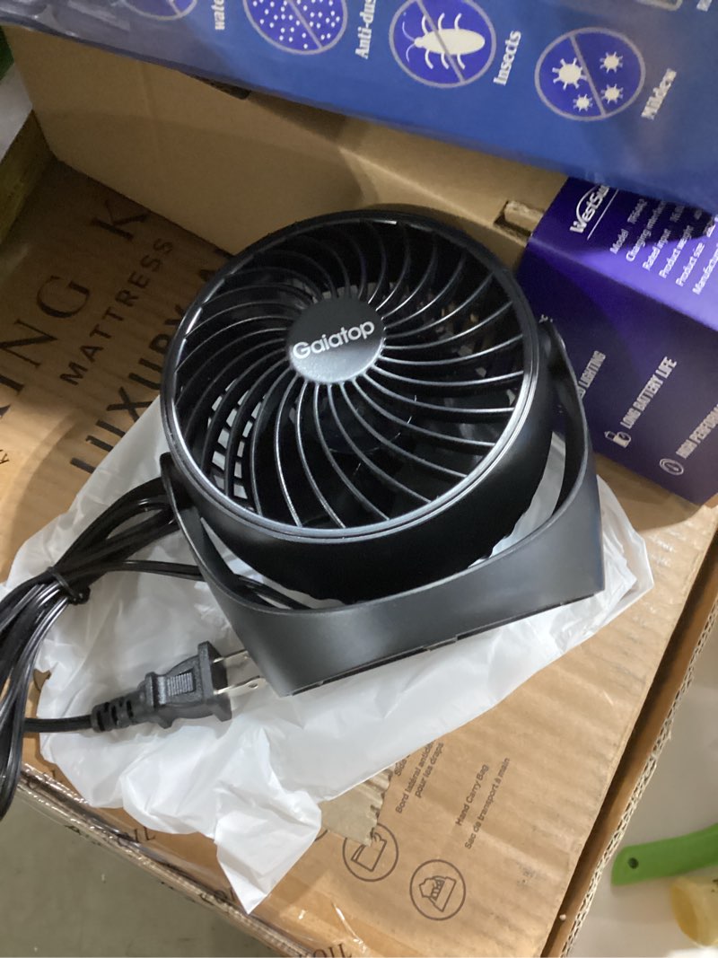 Condition photo showing Good Condition for gaiatop desk fan, 5-inch portable electric table desktop air circulator fans, small but powerful wit