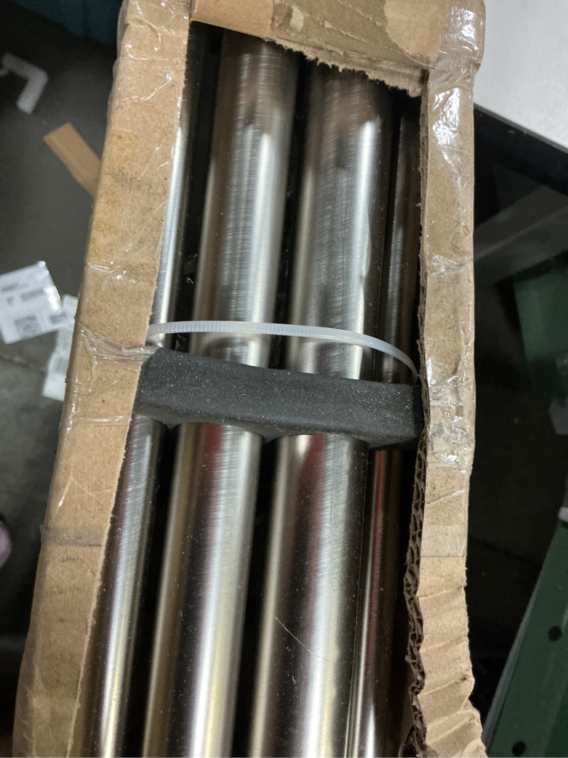 Condition photo showing Good Condition for brushed nickel double curtain rods 144-164", double curtain rods with cap finials, 1 inch front and 5/8 inch back double drapery rod, adjustable dual curtain rod brushed nickel double window rods brushed nickel double rod 144-164"