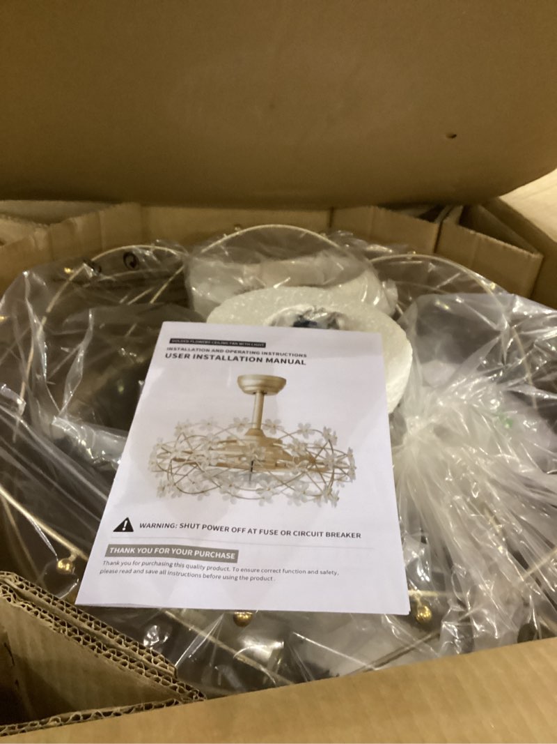 Condition photo showing Good Condition for INSTALLATION AND OPERATING INSTRUCTIONS USER INSTALLATION MANUALGOLDED FLOWERS CEILING FAN WITH LIGHT INSTALLATION AND OPERATING INSTRUCTIONS USER INSTALLATION MANUAL
