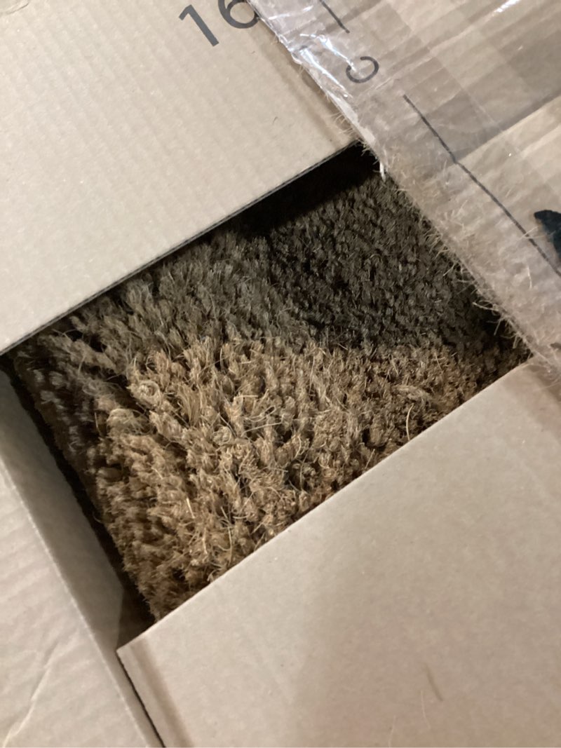 Condition photo showing Good Condition for kempf 2-inch thick coco coir door mat, 16" x 27" – natural fiber, woven-backed, heavy-duty for indoor/outdoor front door entryway & porch 2'3" x 1'4" (rectangular)