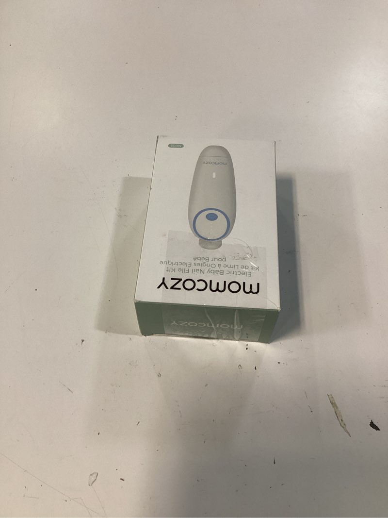 Condition photo showing New/Like New for momcozy baby nail file electric, gentle baby nail trimmer electric, baby nail clipper with night light, 7 grinding head replacement pads, blue