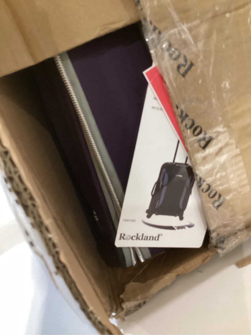 Condition photo showing Good Condition for rockland pasadena softside spinner wheel luggage, purple, carry-on 20-inch